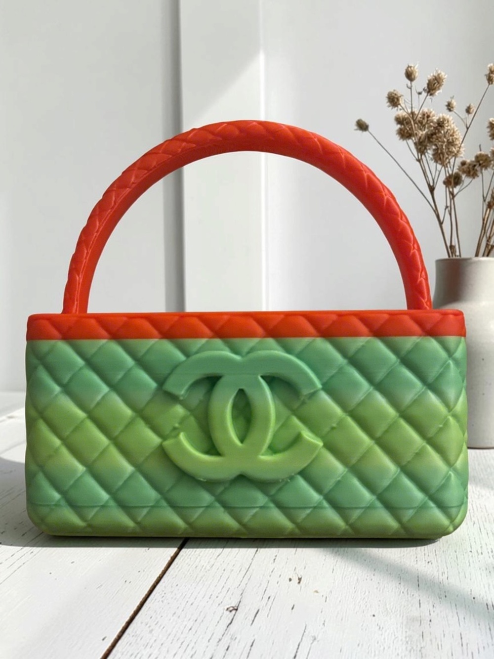 3D Handcrafted CC Caddy Organizer – Green Ombré/ Orange Decor & Storage NEW